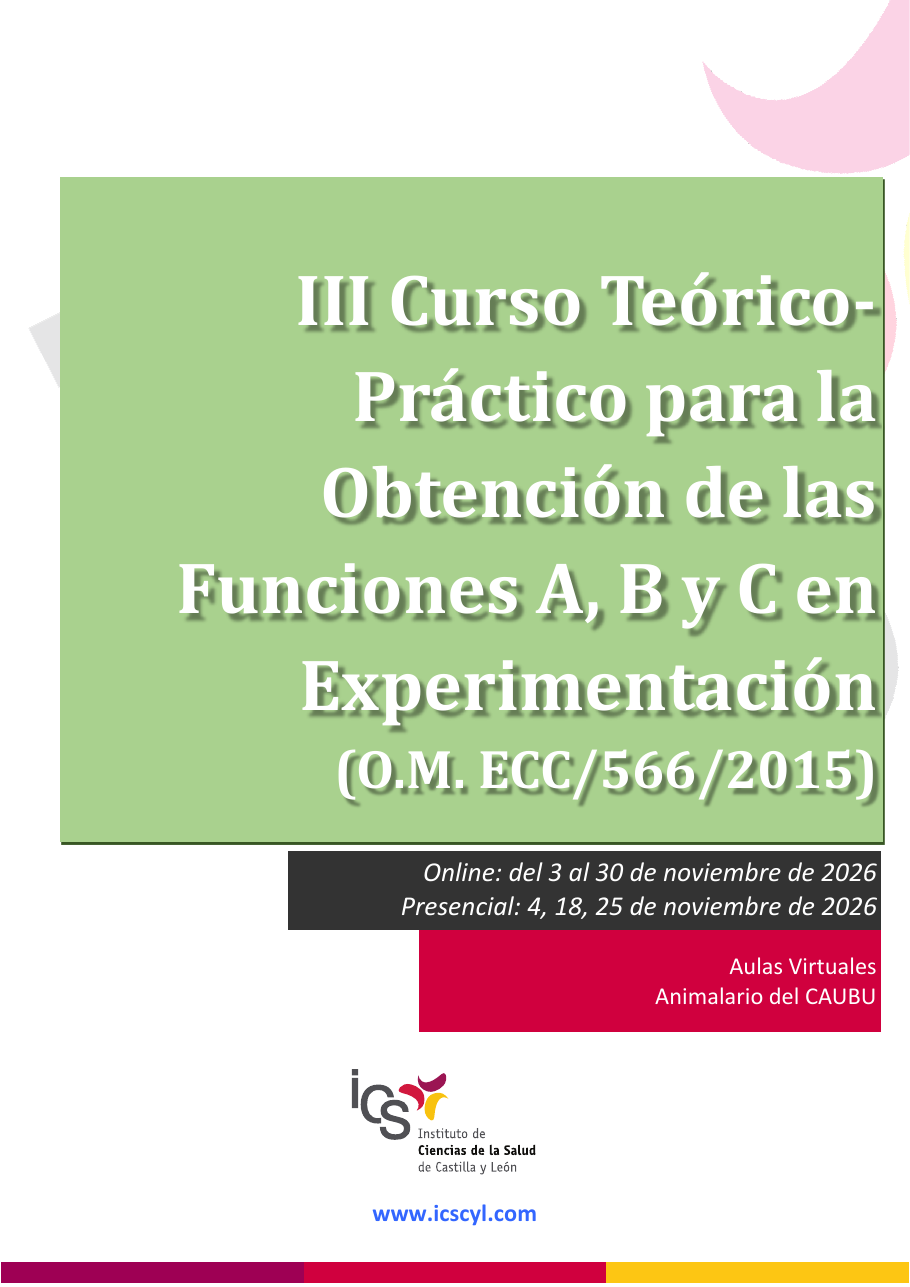 Portada del folleto del III Curso Teórico-Práctico para la Obtención de las Funciones A, B y C en Experimentación Animal